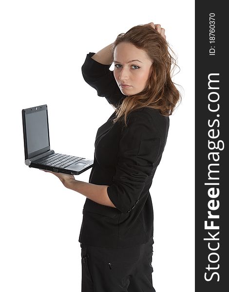 Beautiful young Woman with Laptop. Beautiful young Woman with Laptop