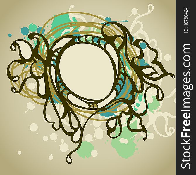 Abstract doodle frame, circle, vector illustration