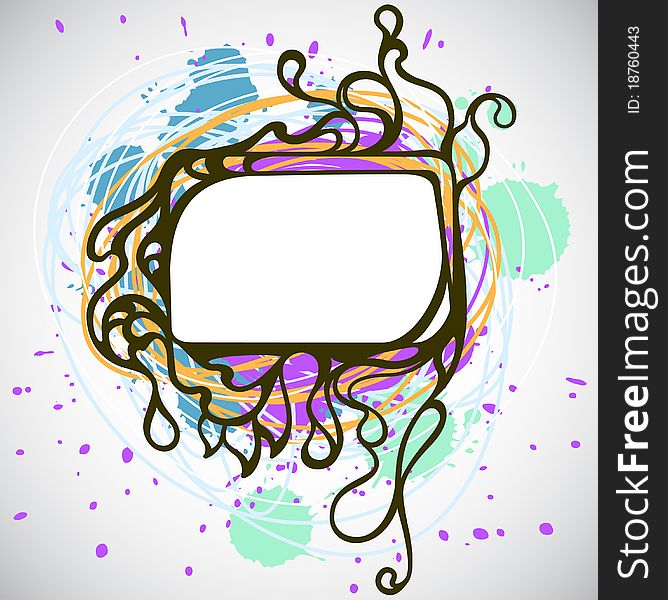 Abstract doodle frame, rectangle, vector illustration