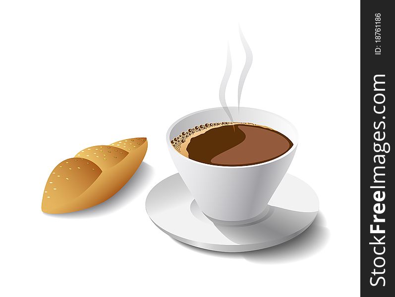 Morning cup of fragrant coffee and cakel is shown in the picture. Morning cup of fragrant coffee and cakel is shown in the picture.