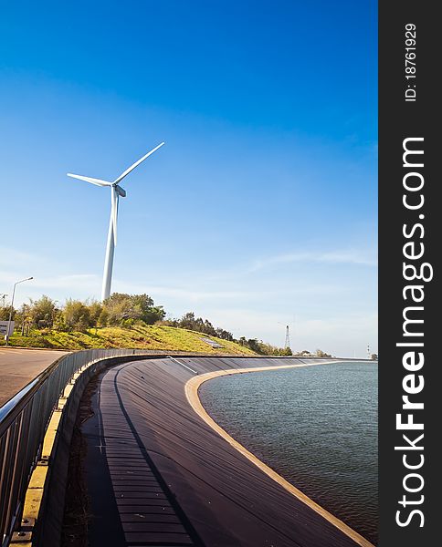 The wind power generator on top of the mountain in Thailand.