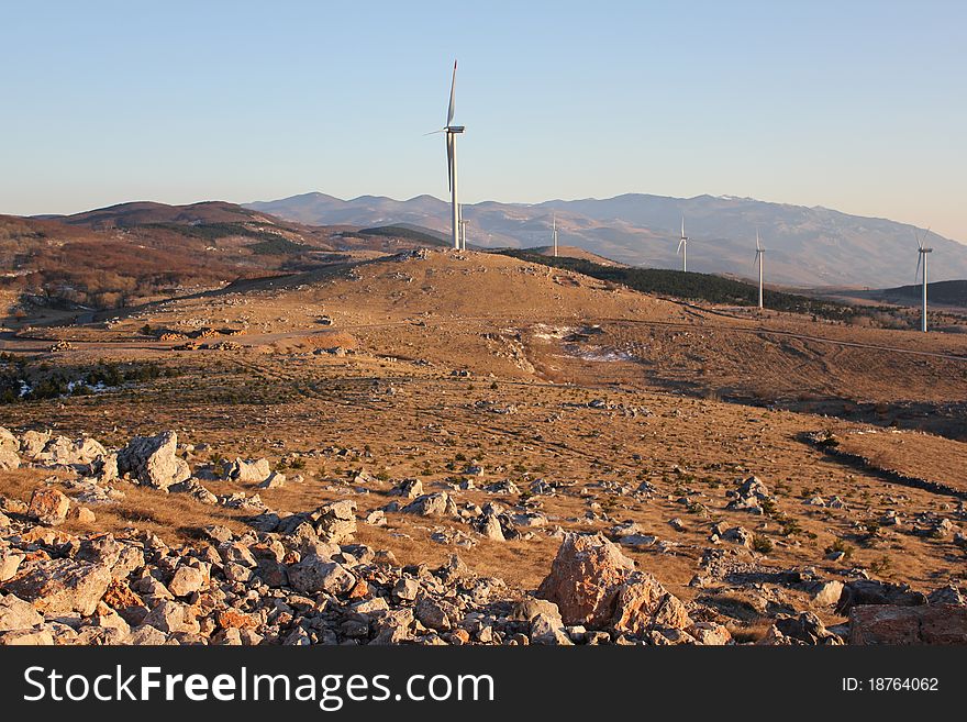 Windmill on the mountain in Croatia