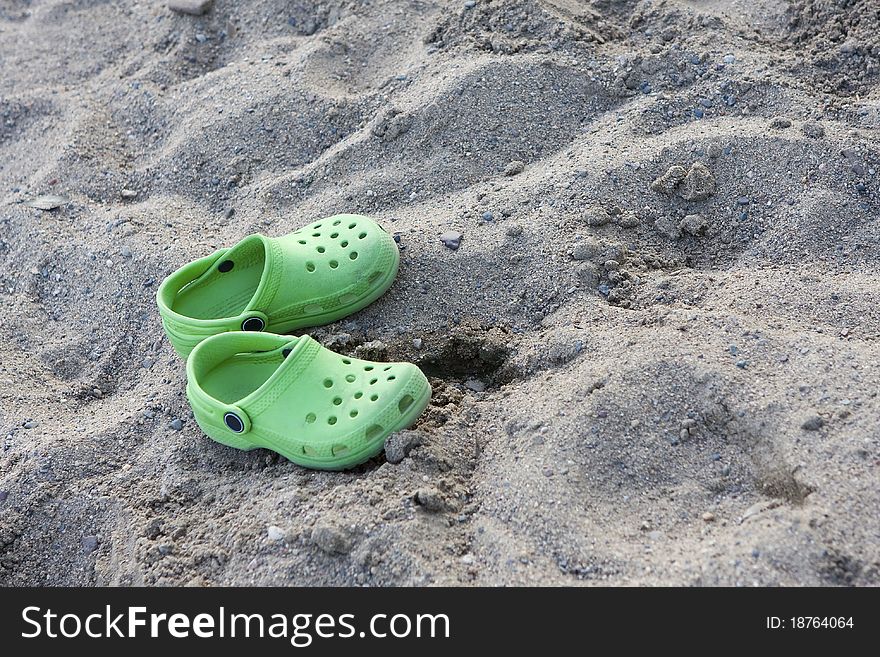 Sandals on the sandy beach