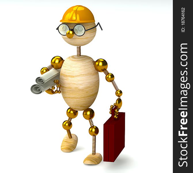 3d wood man engineer