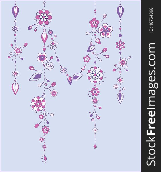 Vector Illustration of Decorative Wind Chimes with floral ornament design