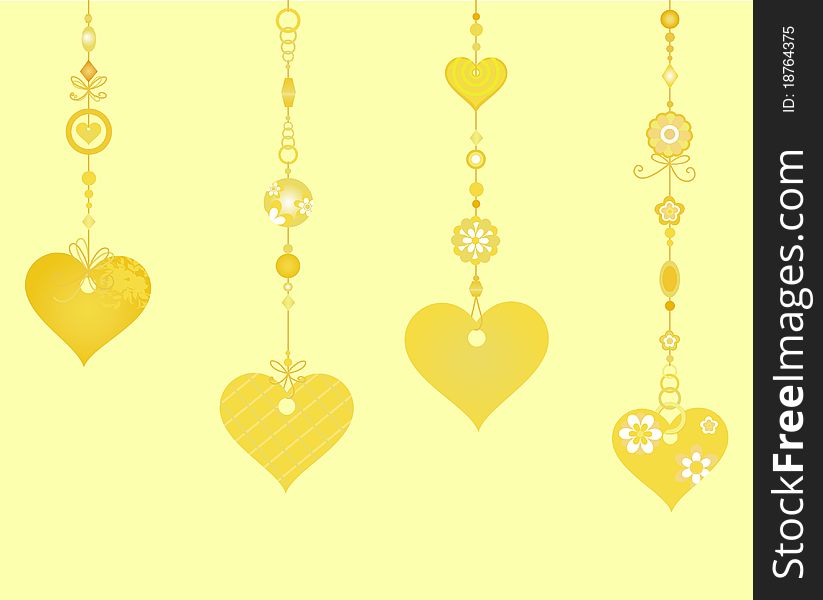 Vector Illustration of Decorative Wind Chimes with fanky heart shapes design