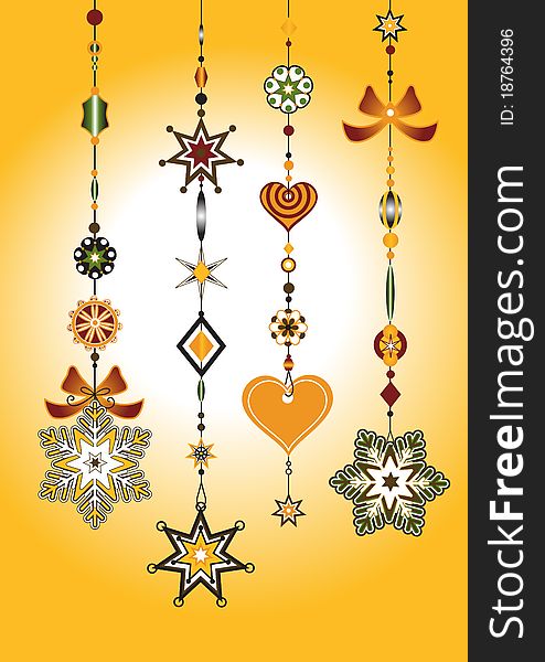 Vector Illustration of Decorative Wind Chimes with fanky snowflake shapes design