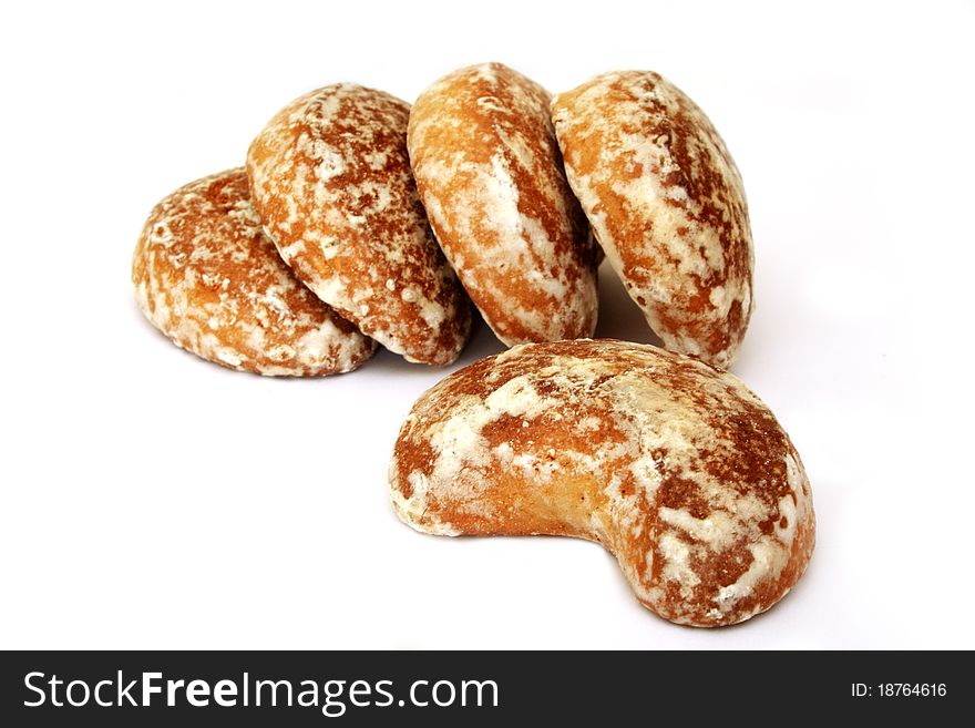 Five honey-cakes isolated on a white background