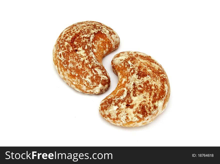 Two honey-cakes isolated on a white background