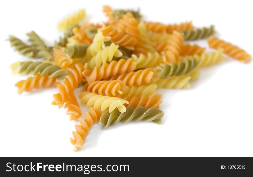 Colorful noodle on white background