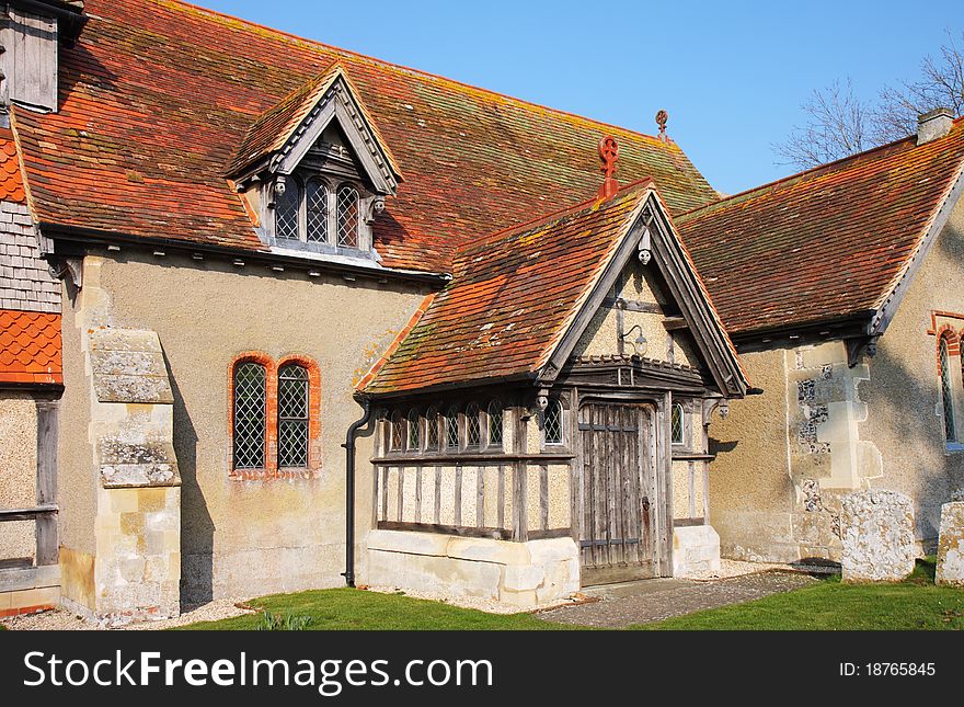 Wooden Doorway to an English Village Church. Wooden Doorway to an English Village Church