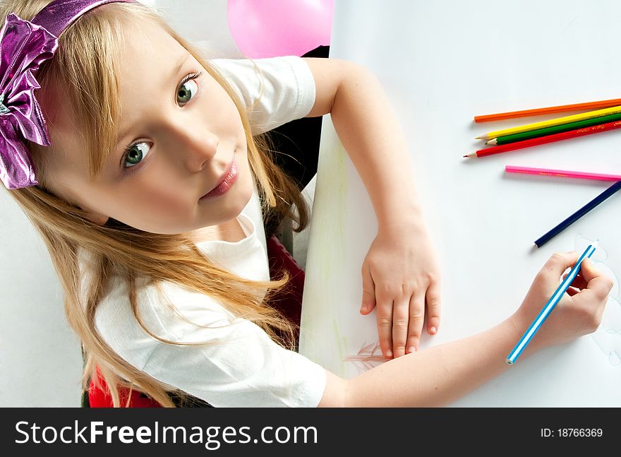 Girl with pencils