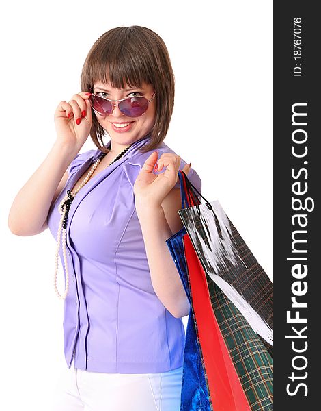 Woman Is Glasses With Bags