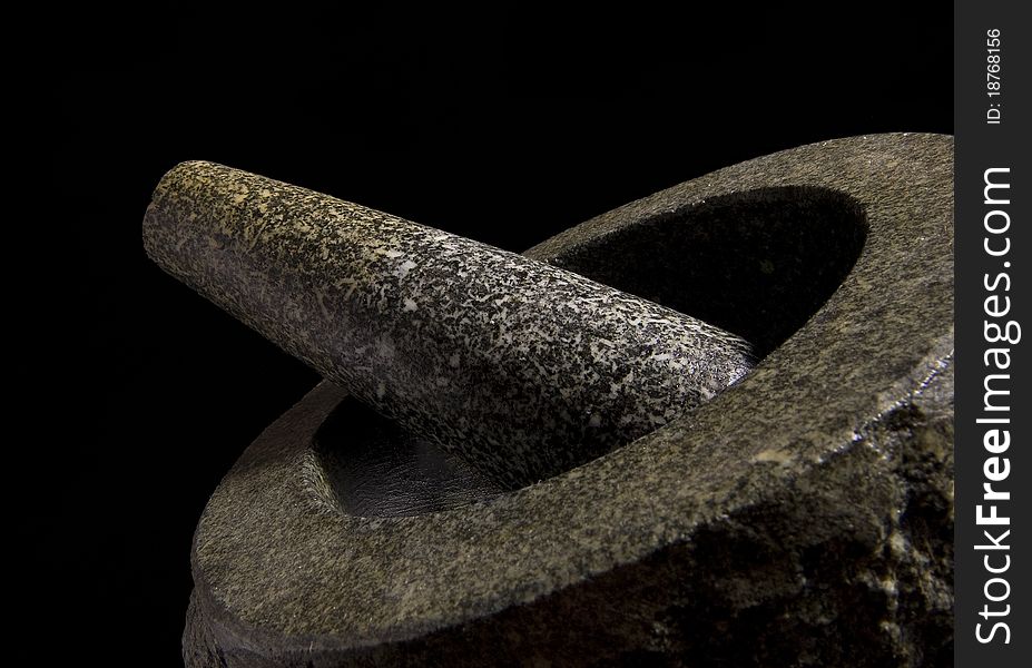 Close up of a Granite Mortar and Pestle