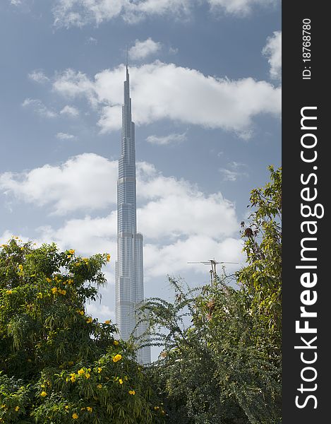 Burj Dubai (Burj Khalifa) in Dubai, UAE. It is the world's tallest skyscraper at 828m.