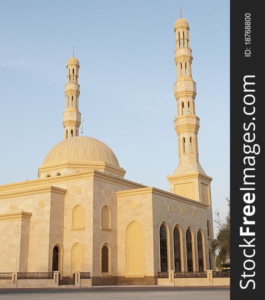 A mosque during sunset in Dubai, UAE.