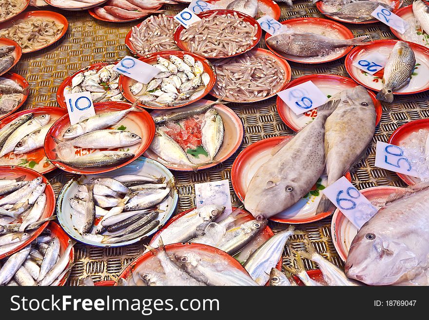 Whole Fresh Fishes Are Offered In The Fish Market