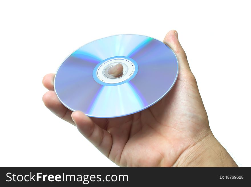 Hand holding the digital Video Disc.