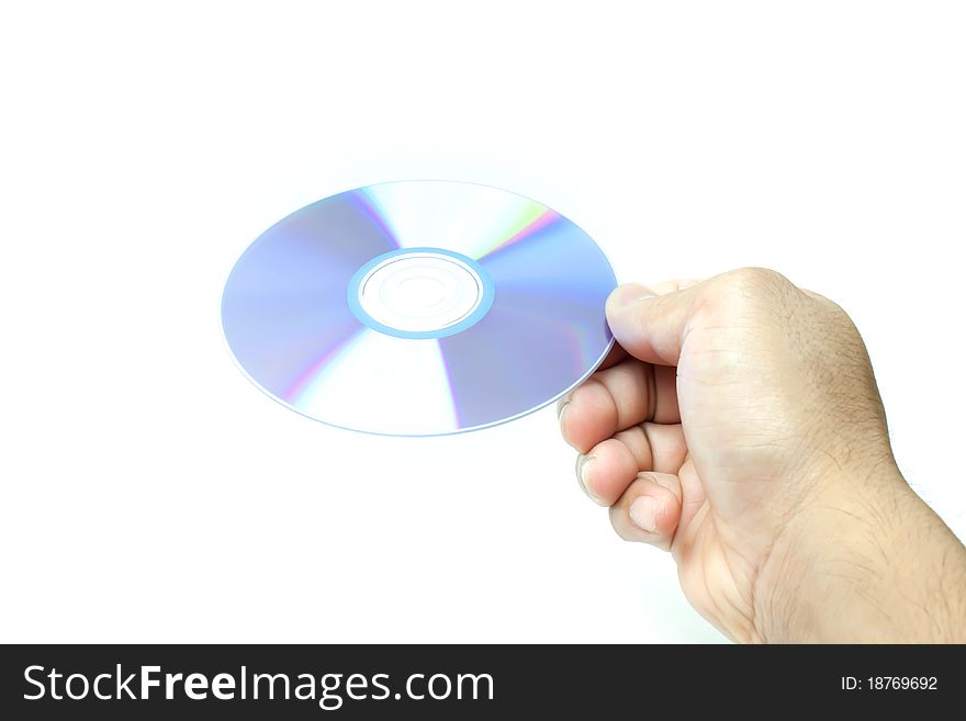Hand holding the digital Video Disc.