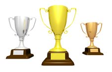 Golden, Silver And Bronze Thophies (isolated) Stock Images Golden, Silver And Bronze Thophies (isolated) Stock Images