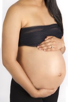 Sexy Beautiful Pregnant Semi Nude Indian Woman Stock Photography