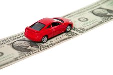Red Car On Dollar Denominations Stock Photography