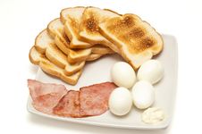 Toasts, Eggs, Bacon Stock Images Toasts, Eggs, Bacon Stock Images