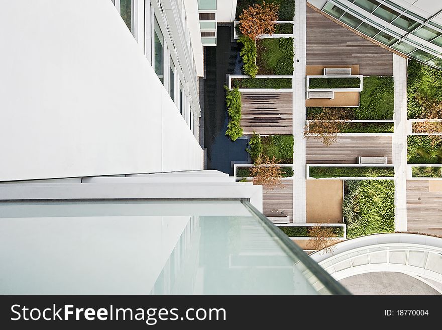 Birds view to a communal garden