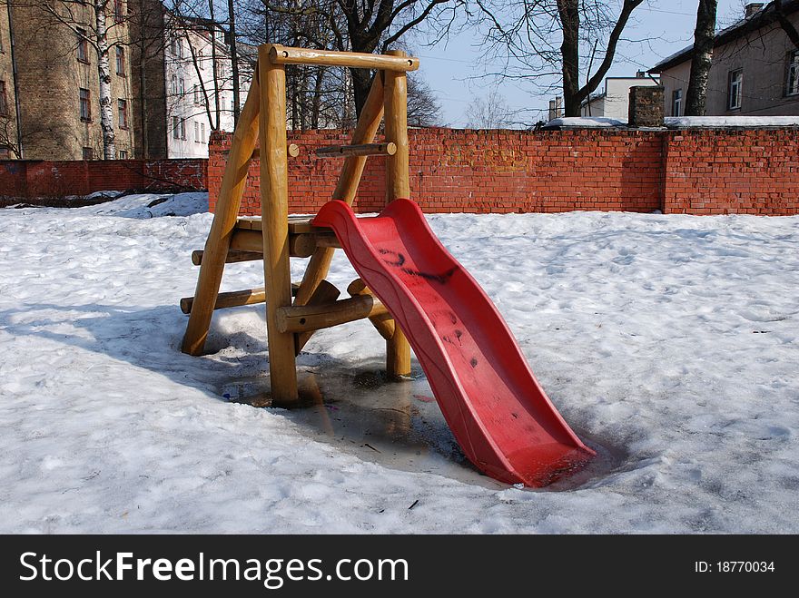 Children's playground on a spring