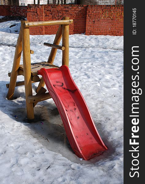 Children's playground on a spring