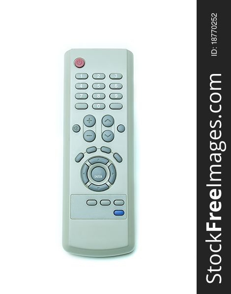 Remote control and white background.