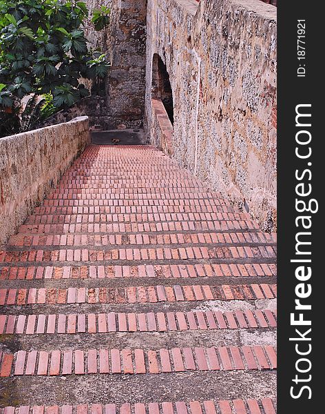 View of staircase in historic district of Santo Domingo. View of staircase in historic district of Santo Domingo