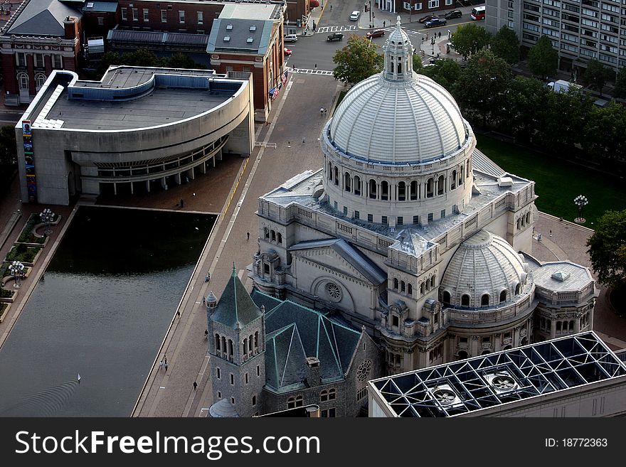 Boston s Christ s church from Prudential tower