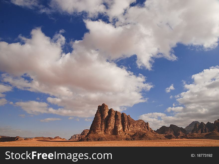 The hills at the entrance of the Wadi Rum desert. The hills at the entrance of the Wadi Rum desert