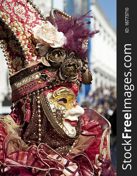 Carnival figure mask in St.Mark´s Square in Venice Italy. Carnival figure mask in St.Mark´s Square in Venice Italy