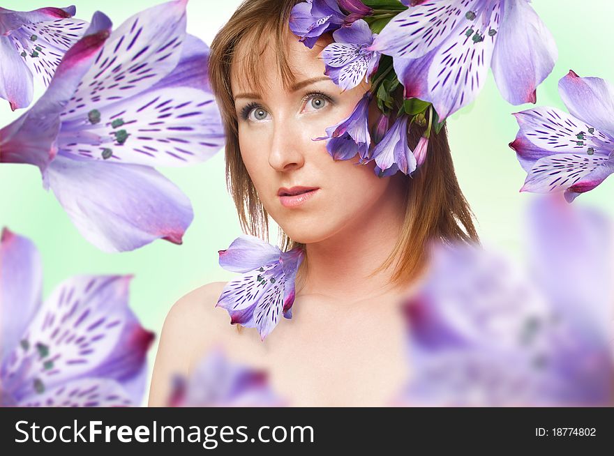 The Portrait Of A Women With Flower