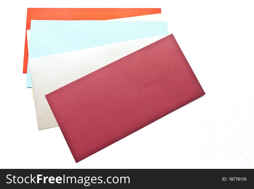 Paper Envelope Multicolored on white background. Paper Envelope Multicolored on white background