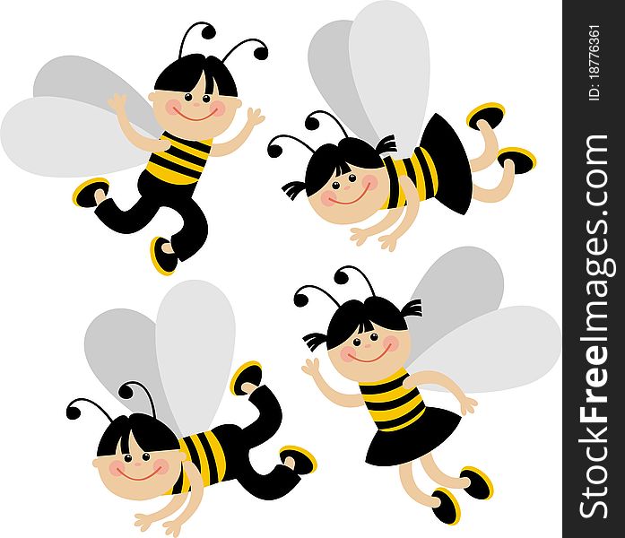 Boys and girls dressed as bees