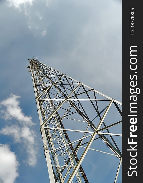 Tower with antennas microwave transmission of digital voice channels in the mountainous regions of Crimea