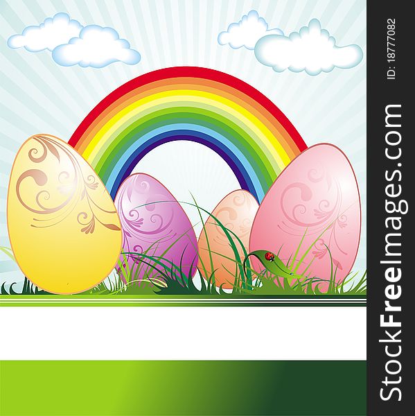 Easter Background With Eggs And