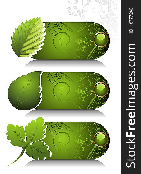 Card design with stylised leaves