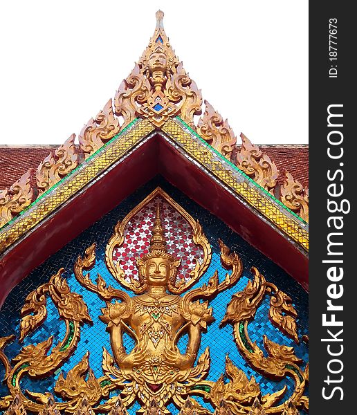 The Roof Gable and Deva Statue Thailand