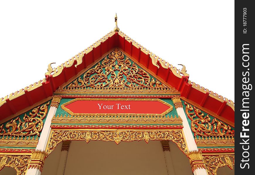 The Roof Gable On Temple For Buddhist In Thailand