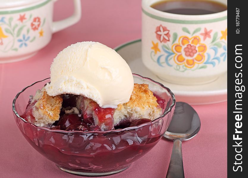 Cherry Cobbler And Ice Cream