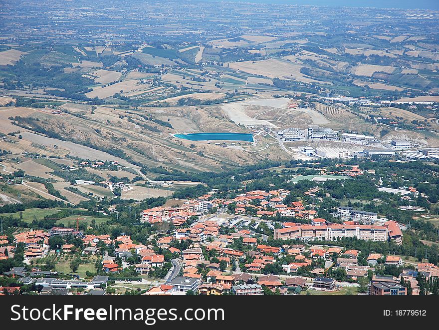 Aerial view of San marino, Italy. Aerial view of San marino, Italy
