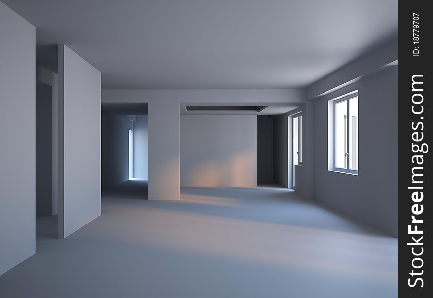 A gray 3d interior composition. A gray 3d interior composition