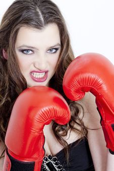 Woman With Boxing Gloves Royalty Free Stock Images