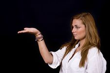 Young Woman Holding Out Her Hand Royalty Free Stock Photos Young Woman Holding Out Her Hand Royalty Free Stock Photos