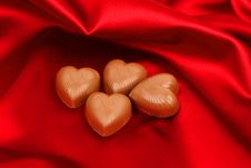 Candy Hearts On Red Satin Stock Photos Candy Hearts On Red Satin Stock Photos