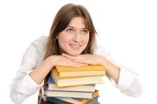 Student Girl With Books Stock Image Student Girl With Books Stock Image